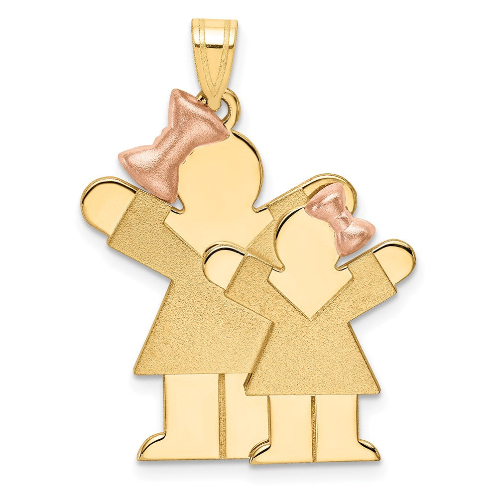 14k Two-Tone Big Girl and Little Girl Engravable Charm