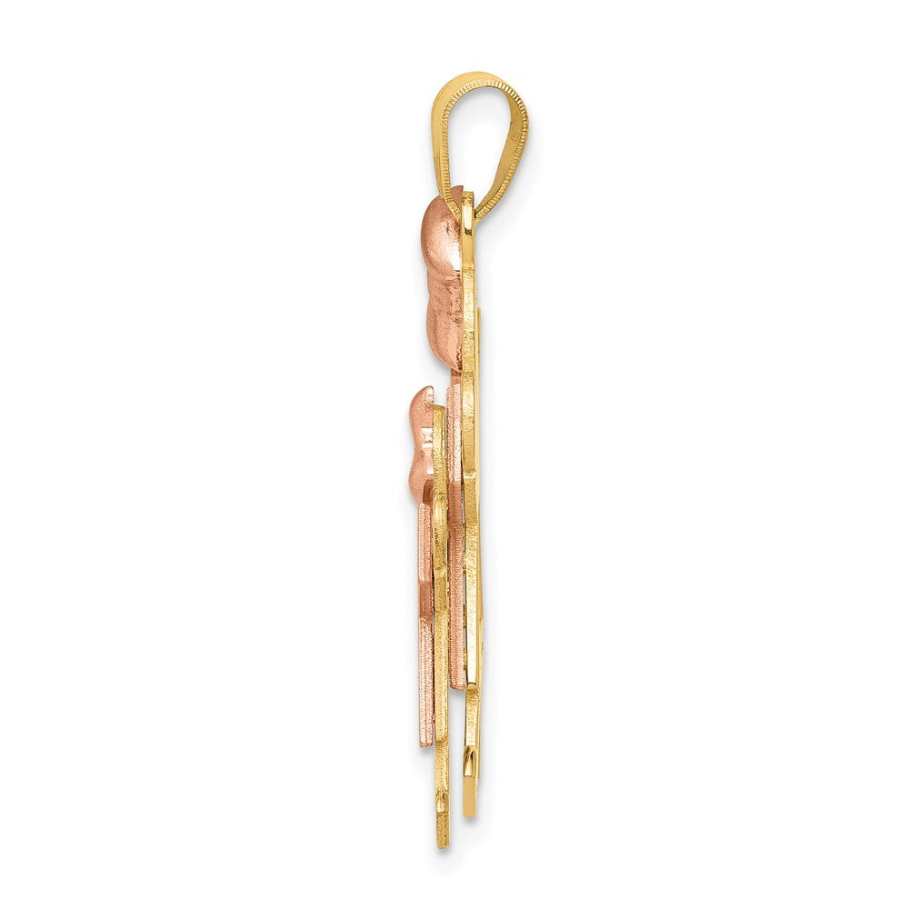 14k Two-tone The Kids Big Girl and Little Girl Engravable Joy Charm