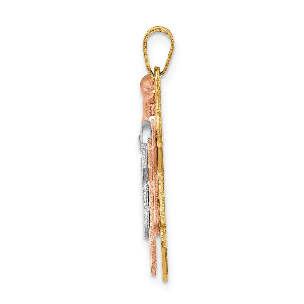 14k Tri-color The Kids Big Girl and Little Boy Engravable Joy Charm