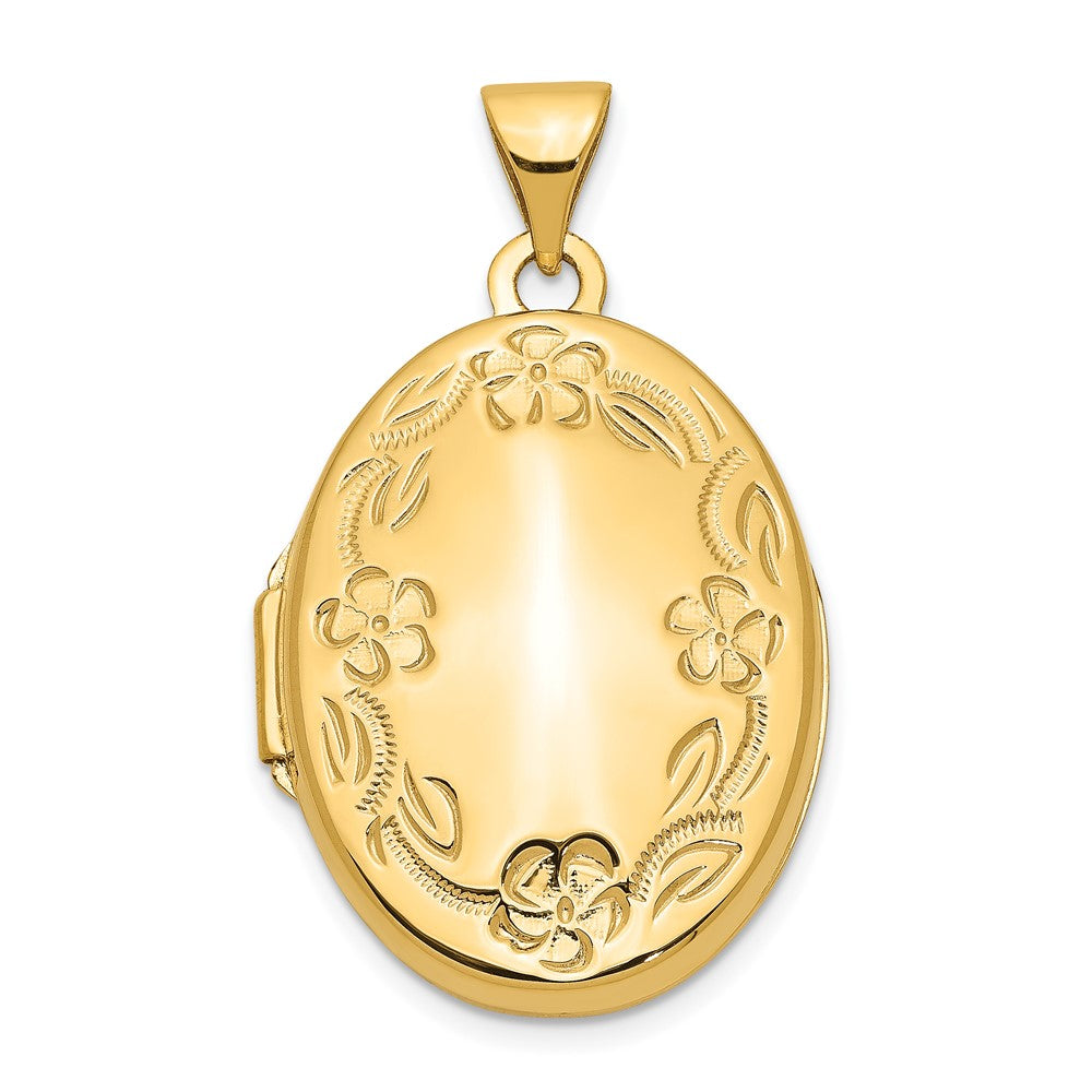 14k Floral Border Oval Locket