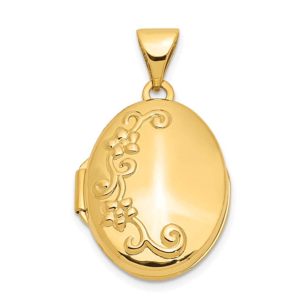 14k Floral Oval Locket