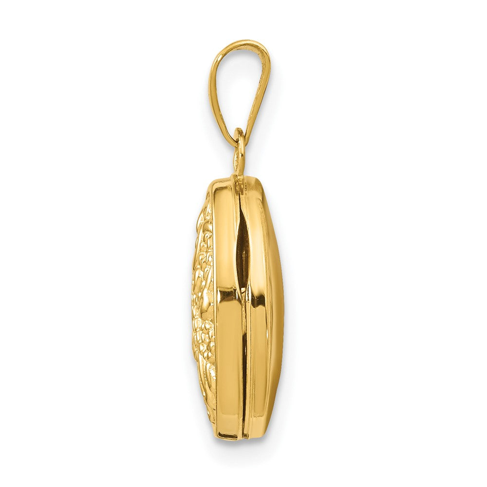 14k Beaded Scroll Design Oval Locket