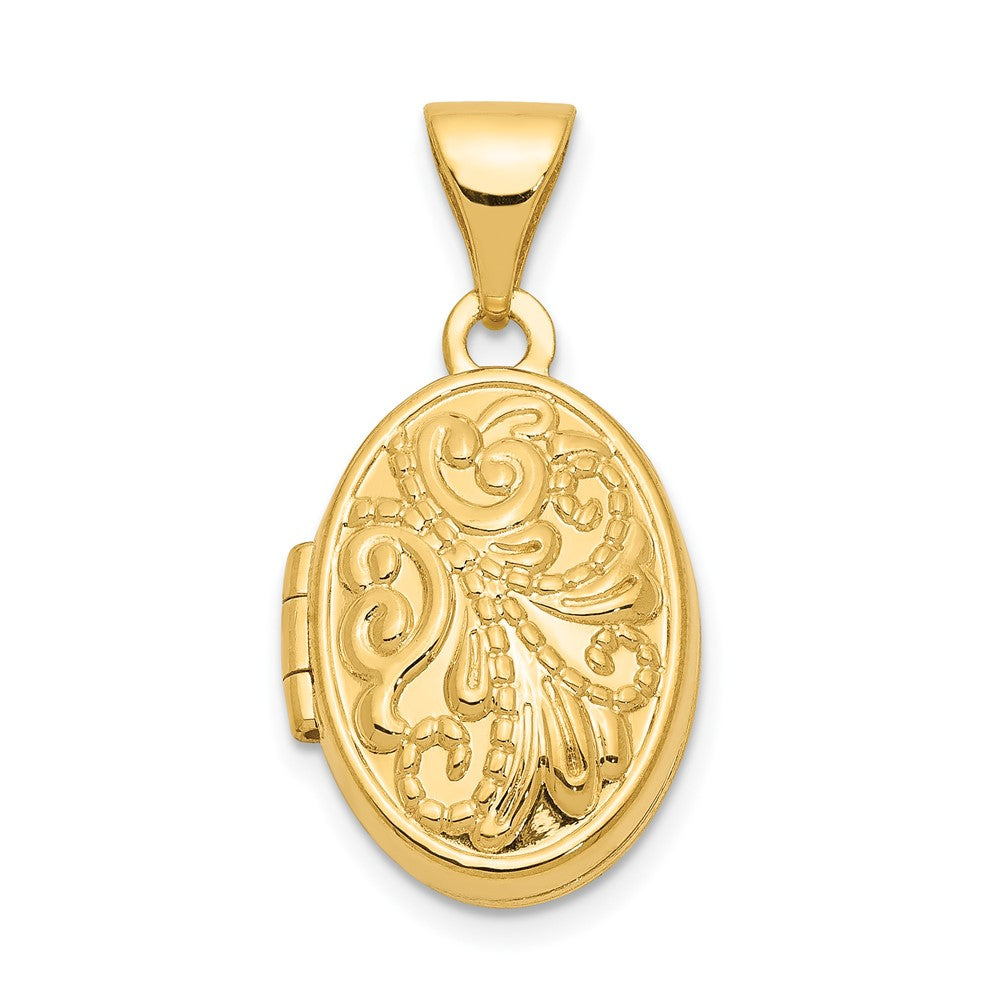 14k Beaded Scroll Design Oval Locket