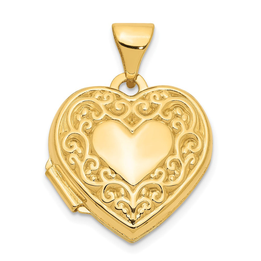14k Polished Scrolled Heart Locket