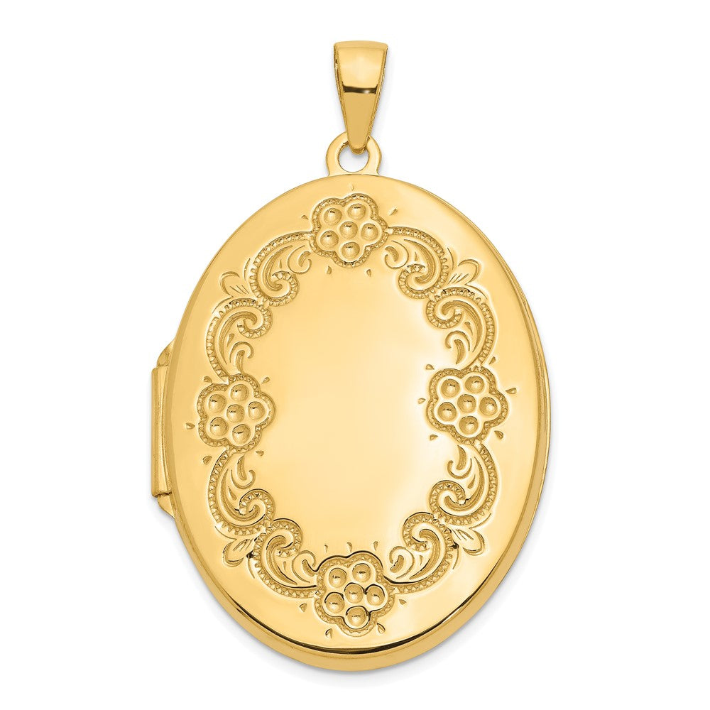 14k Yellow Gold Floral Oval Locket