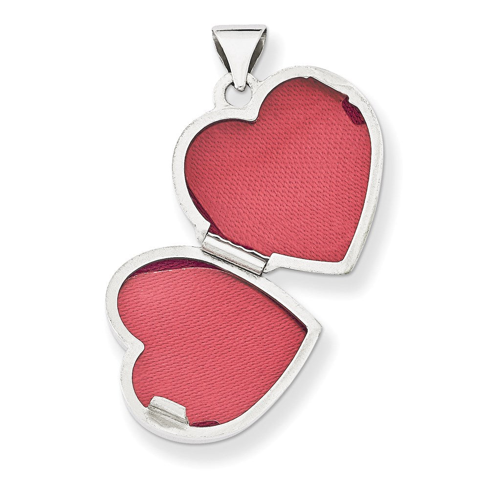14k White Gold Two Hearts Heart Locket