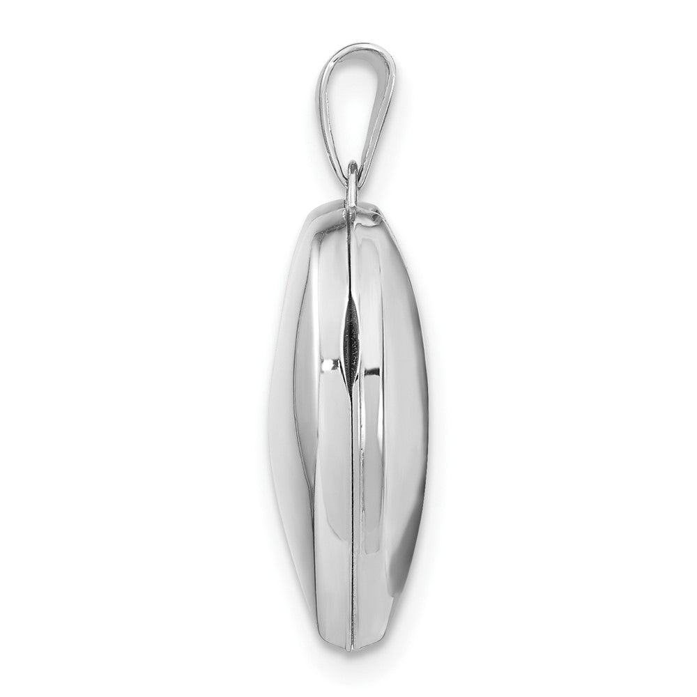 14k White Gold Polished Domed Plain Heart Locket
