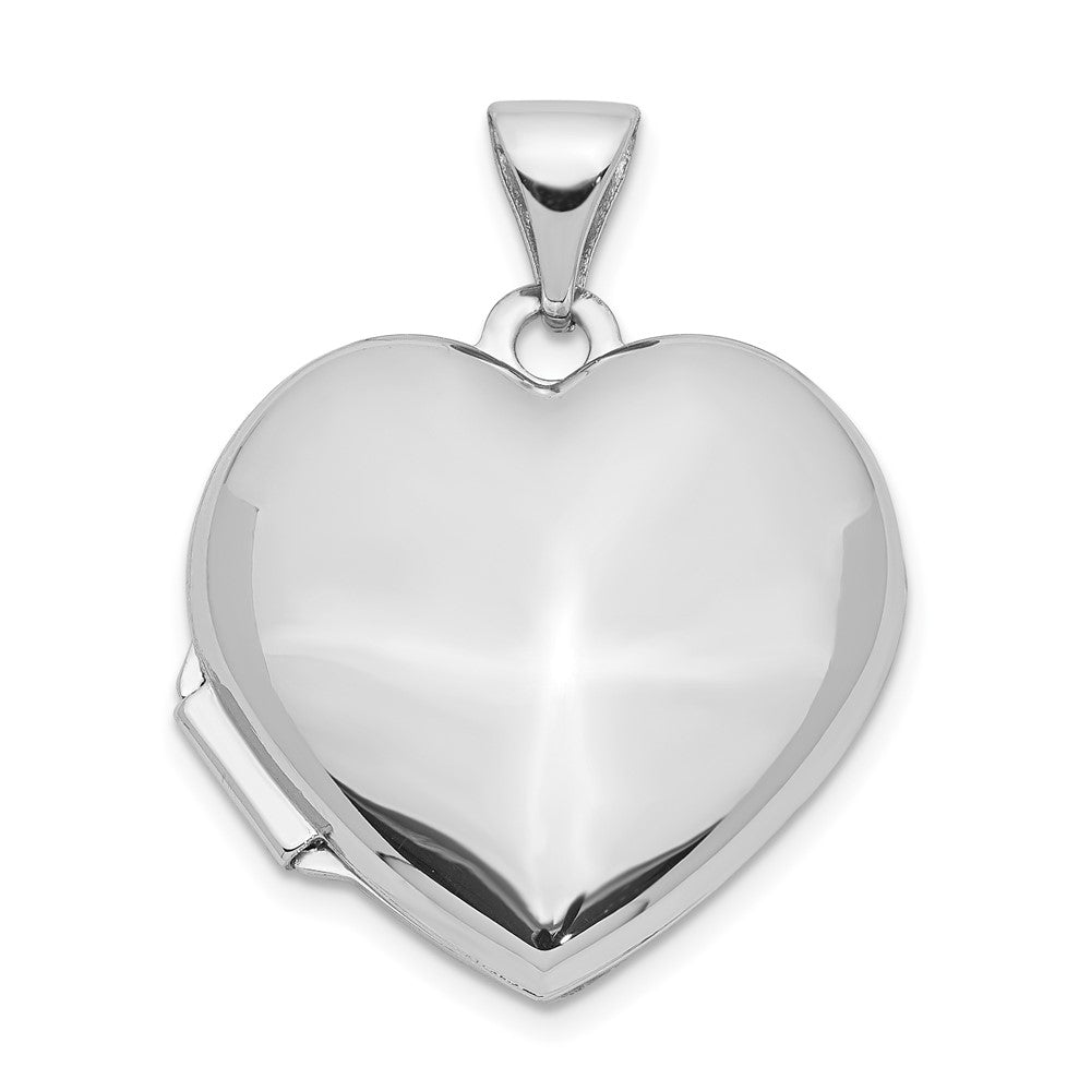 14k White Gold Polished Domed Plain Heart Locket