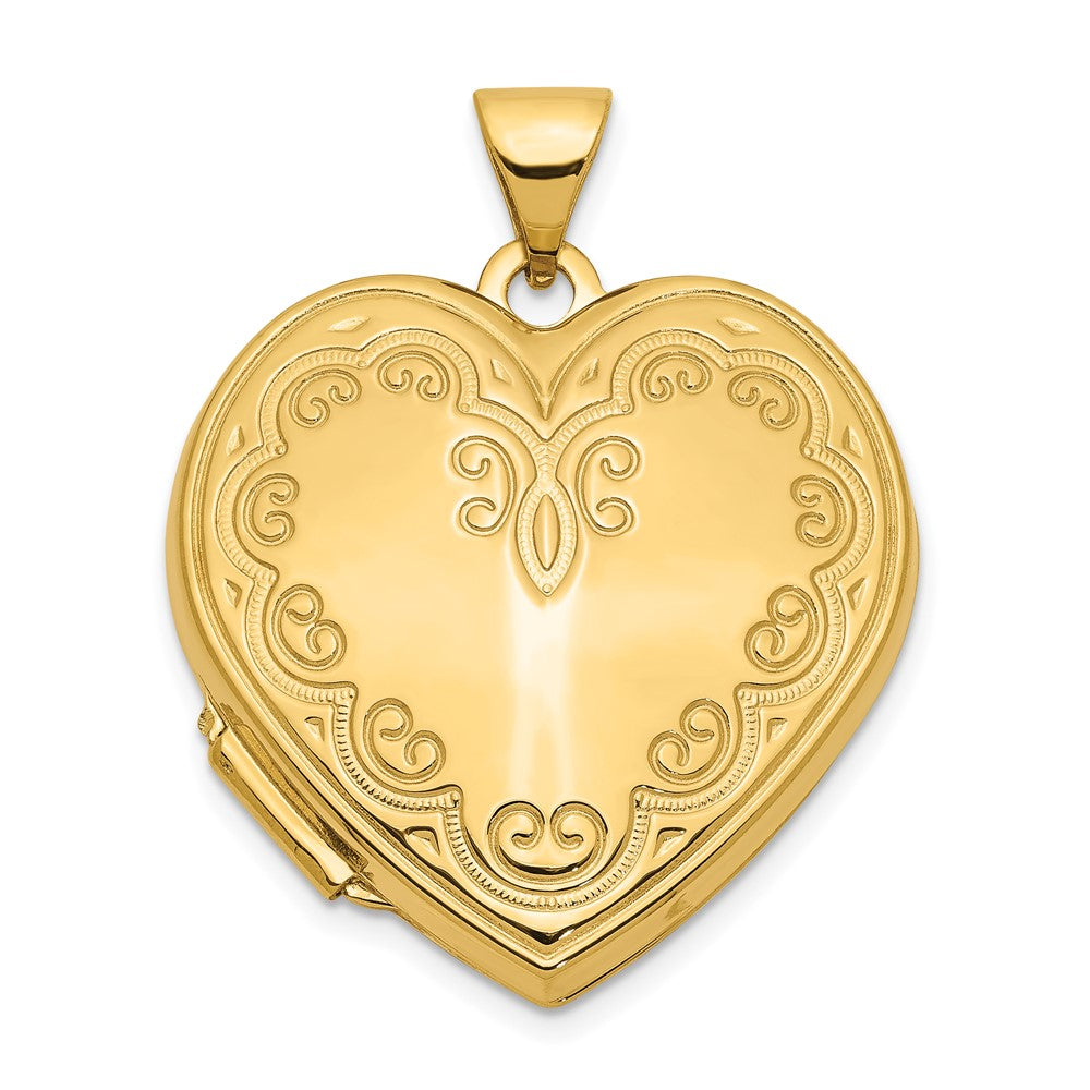 14k Scallop Design Heart Locket