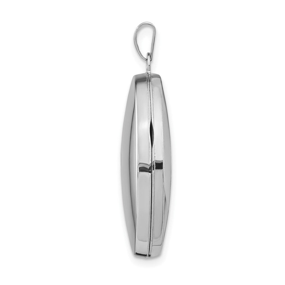 14k White Gold Polished Domed Plain Oval Locket