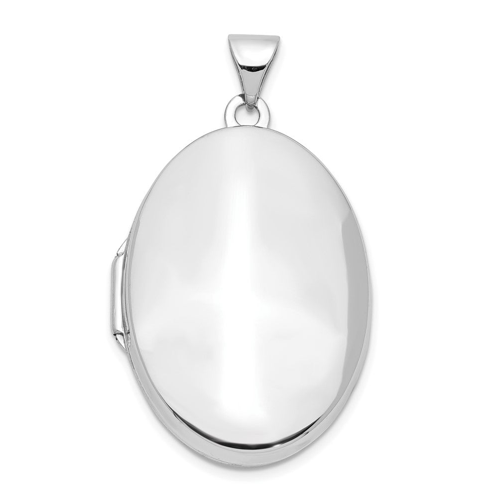 14k White Gold Polished Domed Plain Oval Locket