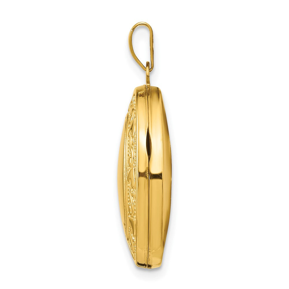 14k Heart Border Oval Locket