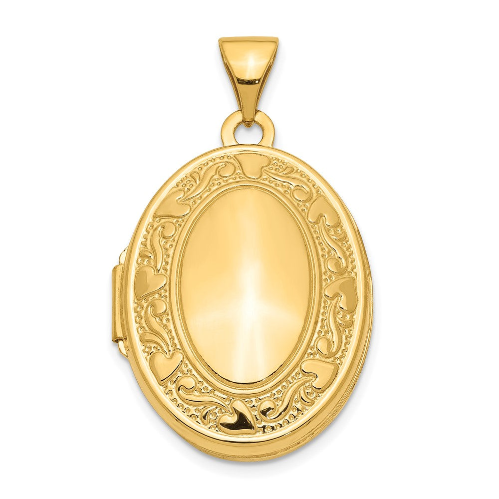 14k Heart Border Oval Locket