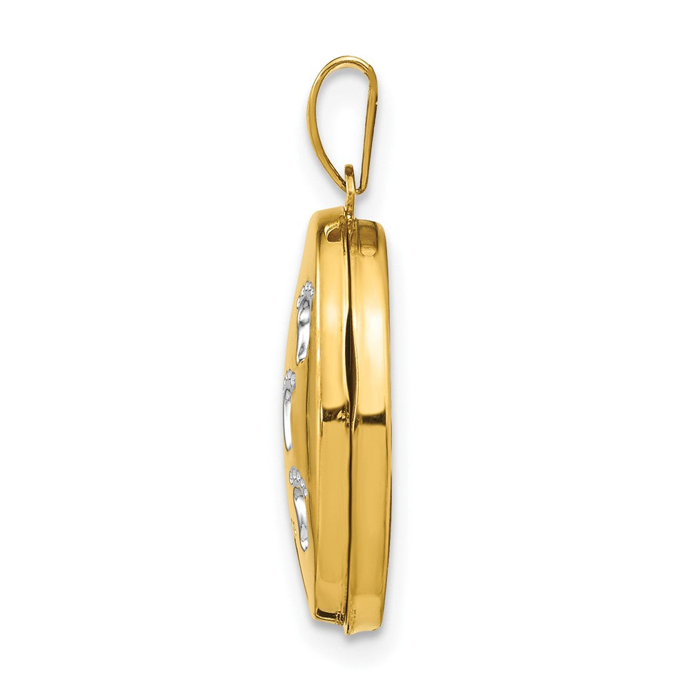 14k with White Rhodium Footprints Poem on Reverse Oval Locket