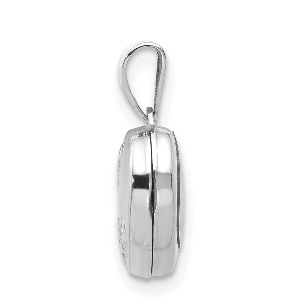 14k White Gold Floral Heart Locket