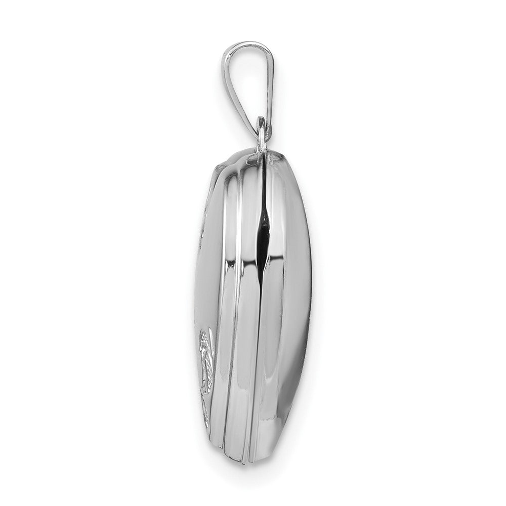 14K White Gold Polished Floral Heart Locket