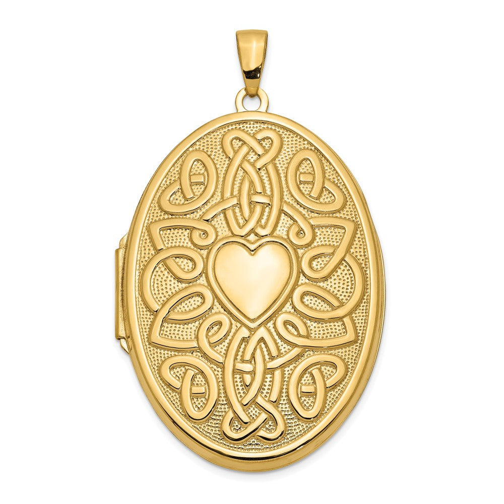 14k Celtic Knot Heart with Poem on Reverse Oval Locket