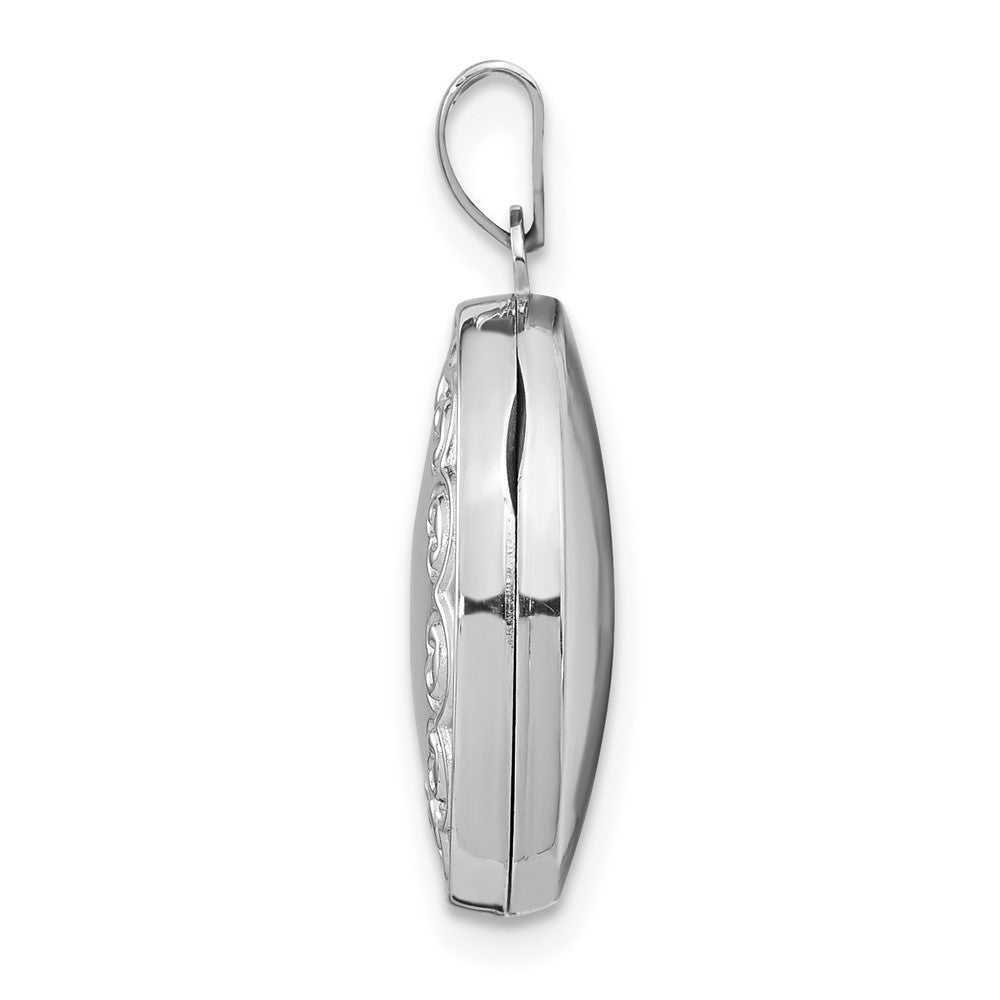 14k White Gold Scalloped Border Oval Locket