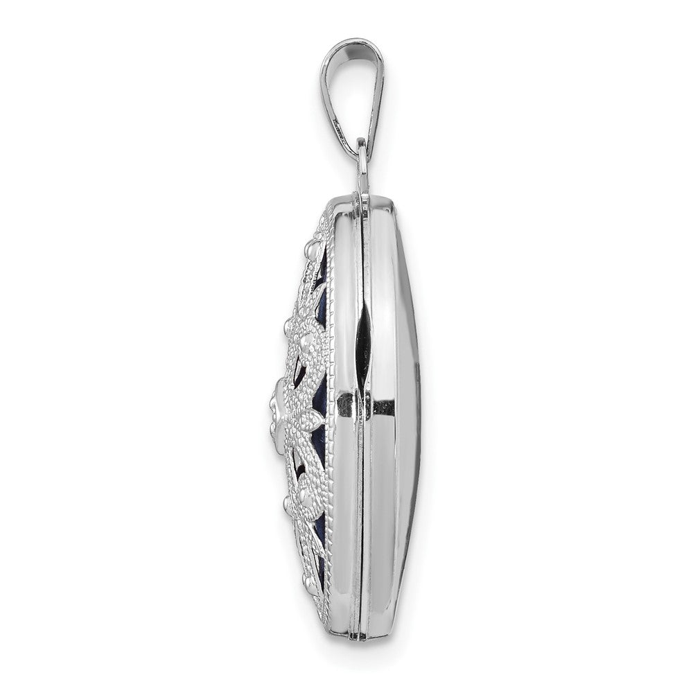 14K White Gold Diamond Vintage Oval Locket