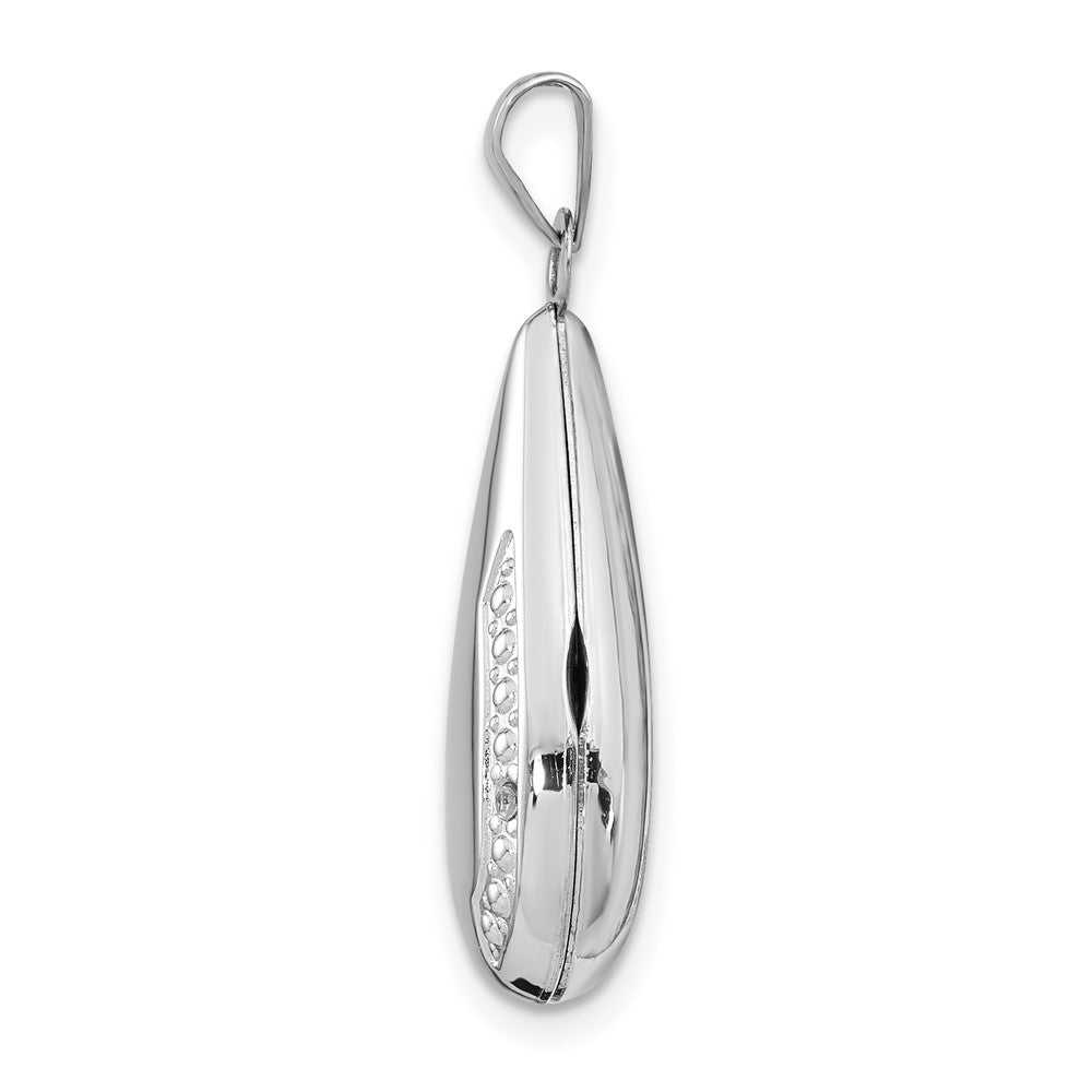 14K White Gold Tear Drop Diamond Locket
