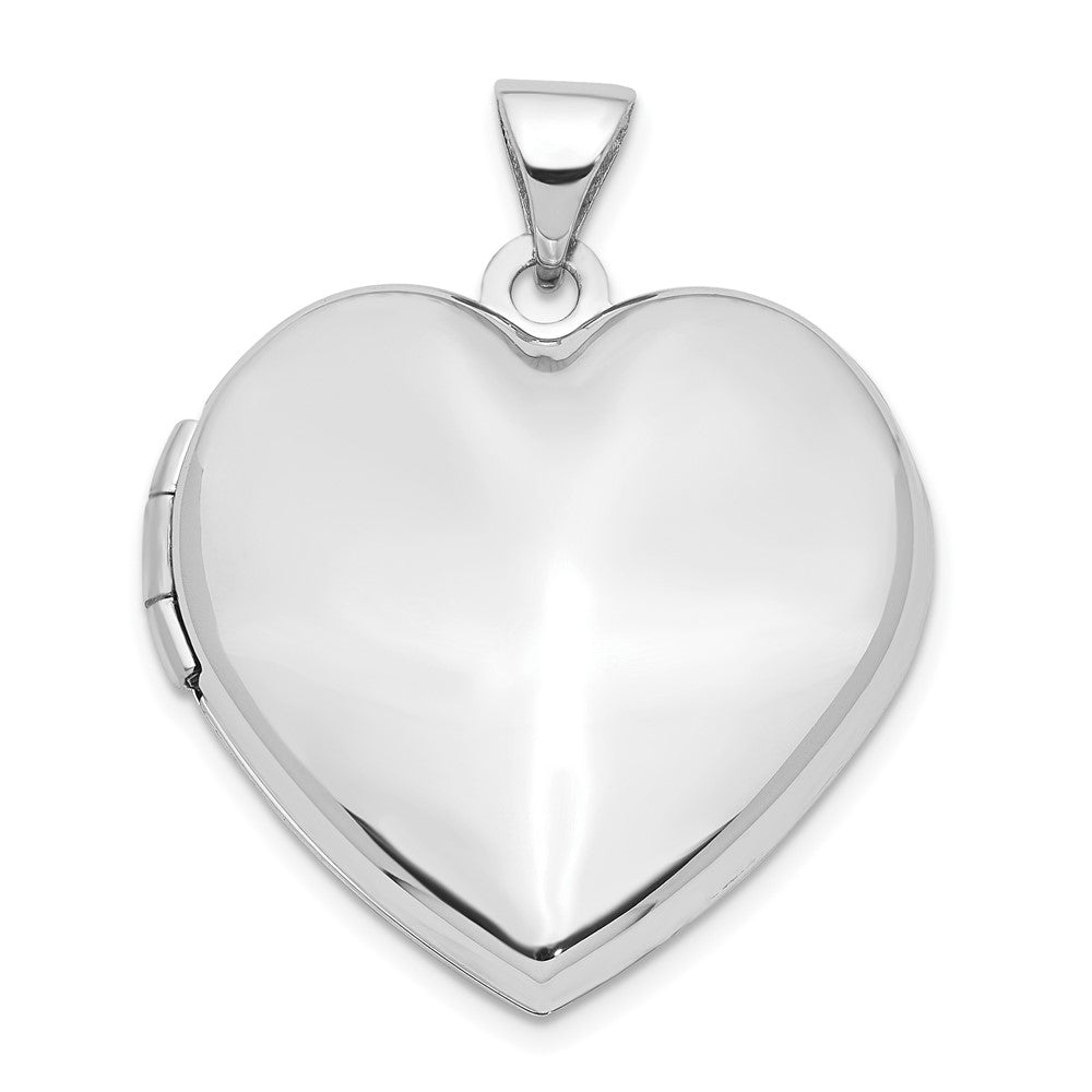 14k White Gold Heart Domed Family Locket
