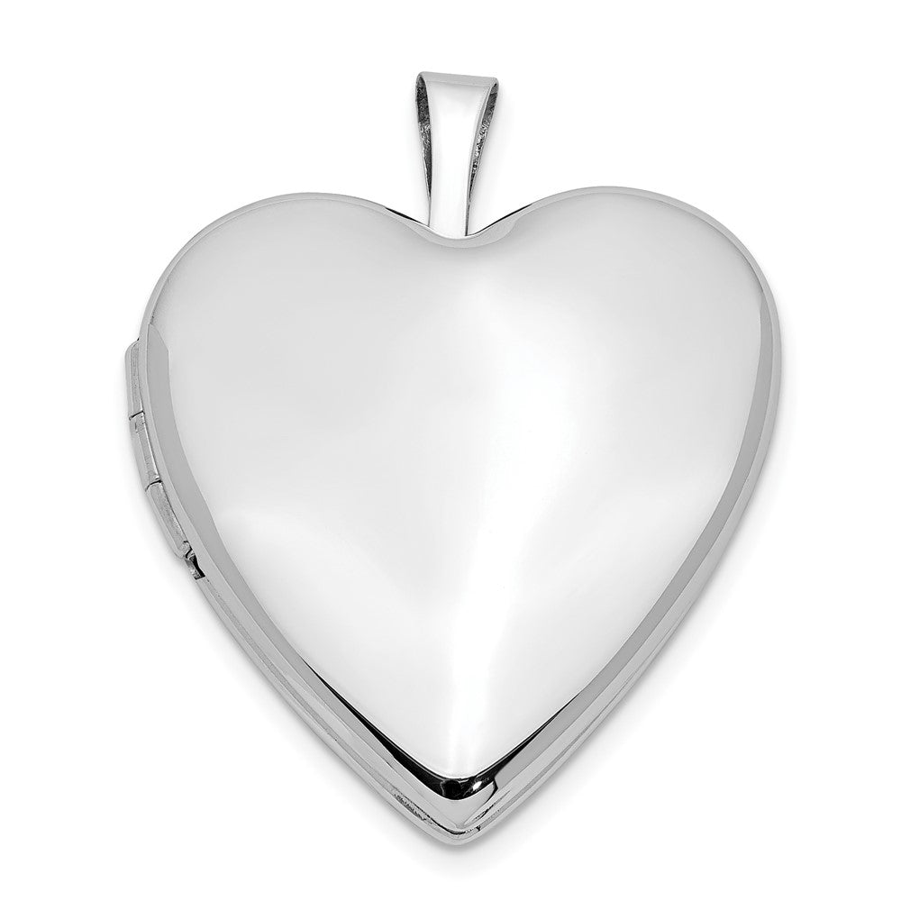14K White Gold Plain Polished Heart Locket
