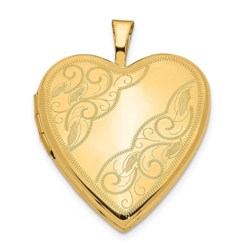 14k Polished Swirl Design Heart Locket