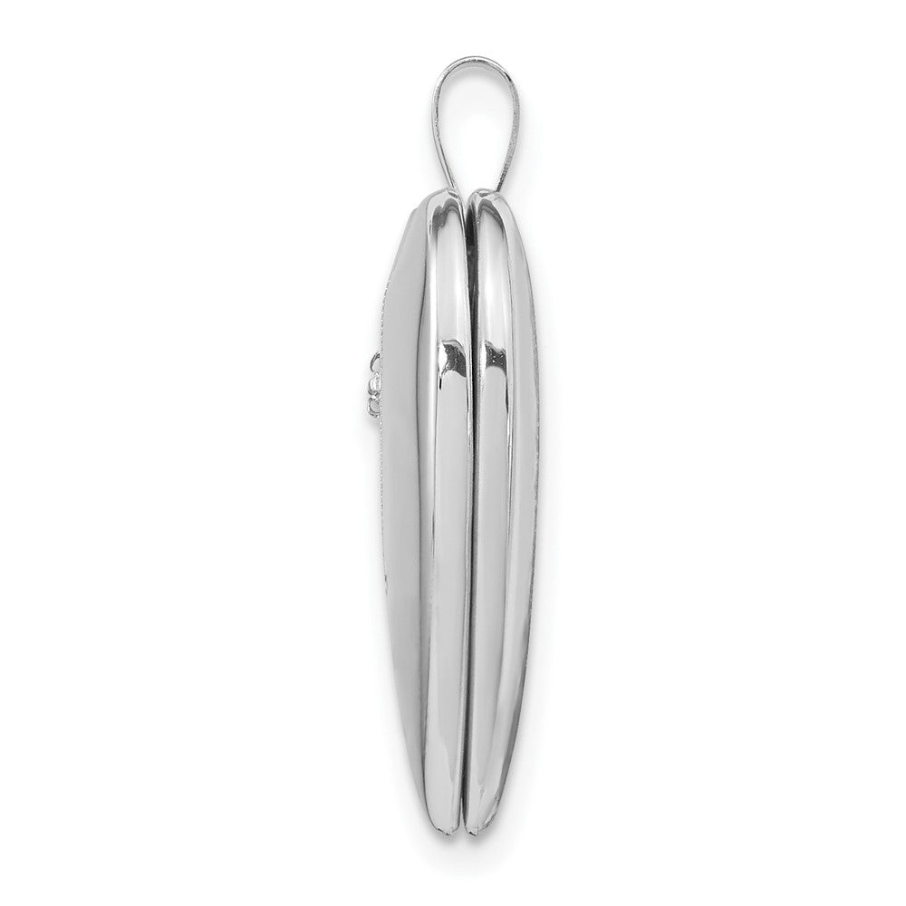 14K White Gold Diamond Polished and Satin Heart Locket