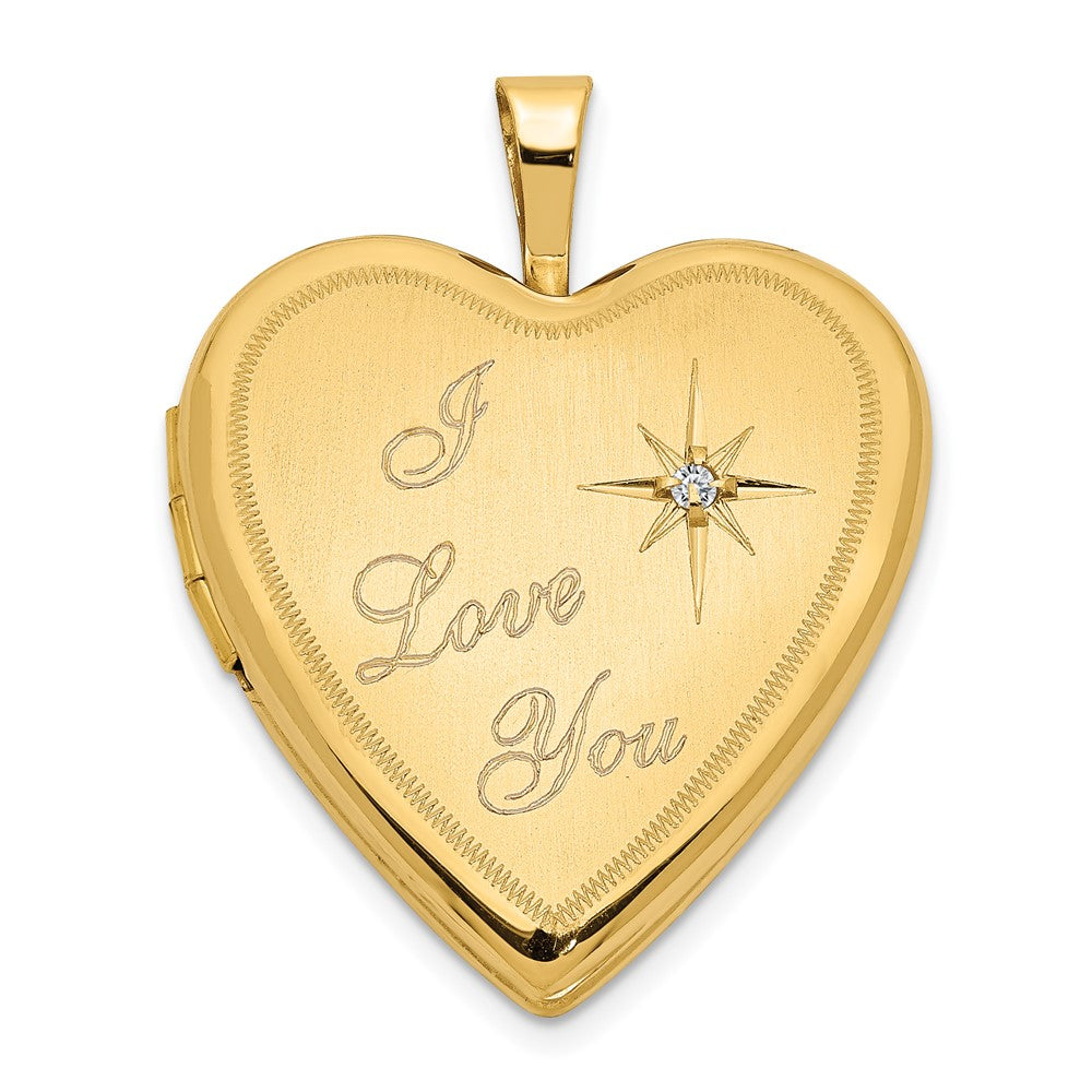 14K Diamond Satin I LOVE YOU Heart Locket