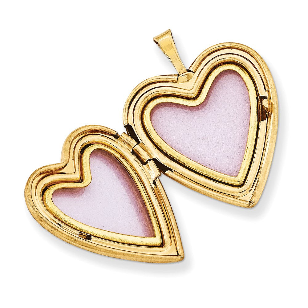 14k Pink and Green Enameled Floral MOM Script Heart Locket