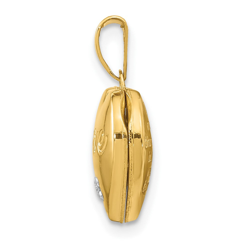 14k Two-toned Diamond LOVE w/Heart Charm Heart Locket