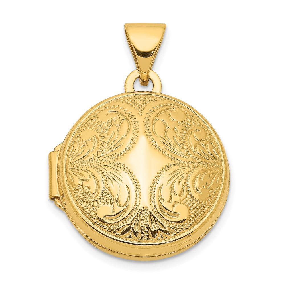 14k Round Locket with Scroll Design