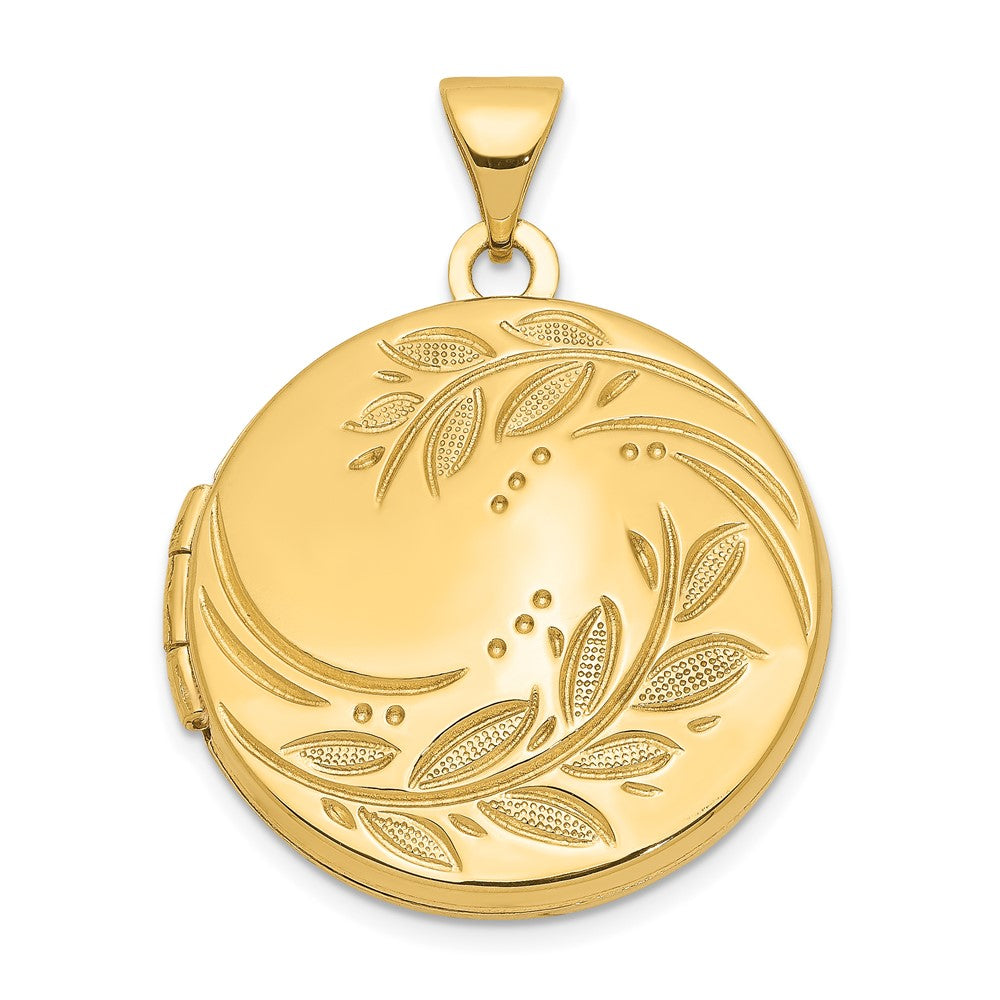 14ky Round Leaf Floral Locket