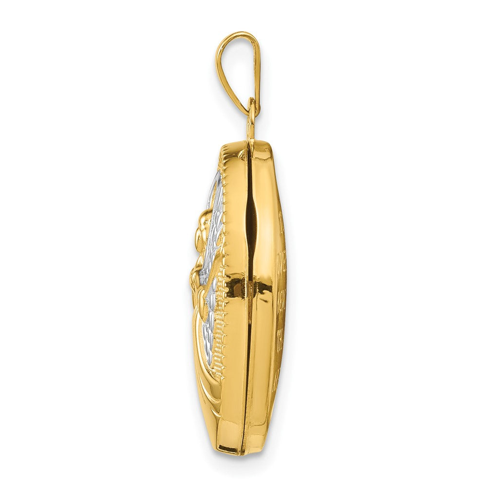 14k w/Rhodium Oval Guardian Angel Locket