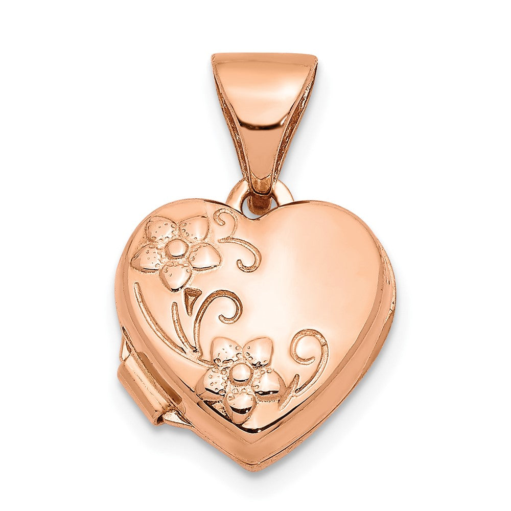 14k Rose Gold Floral Heart Locket