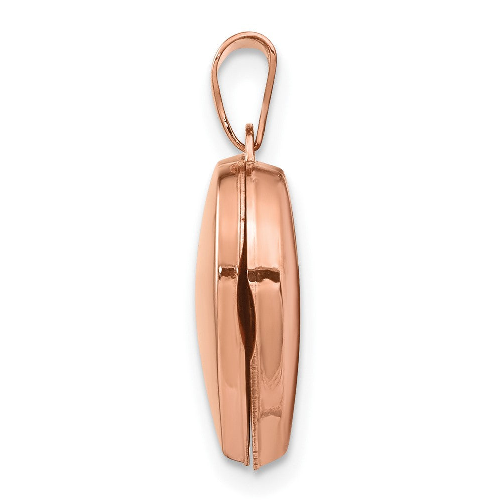 14k Rose Gold Polished Diamond Star Heart Locket