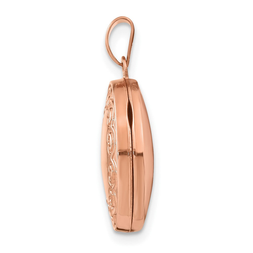 14k Rose Gold Scroll Oval Locket