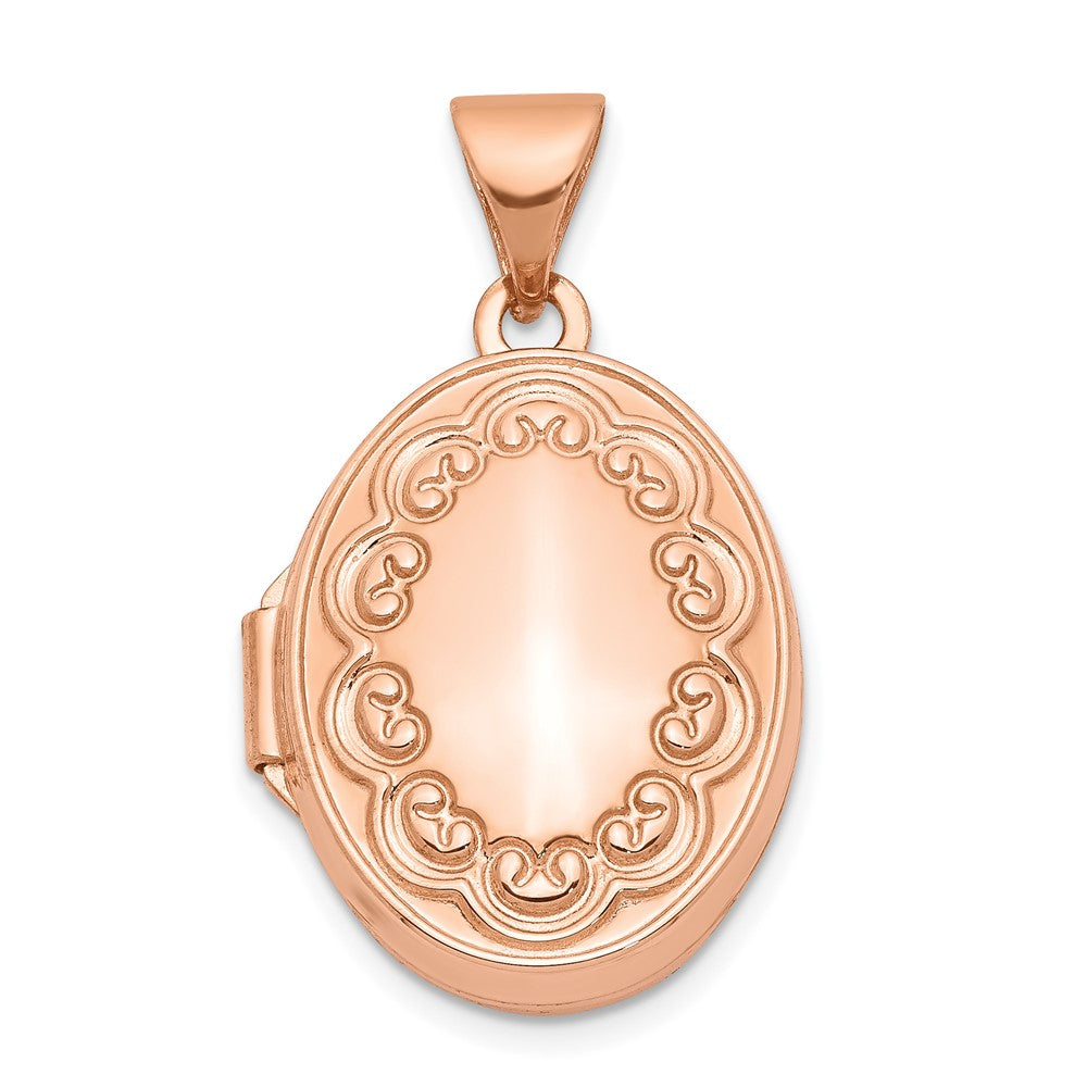 14k Rose Gold Scroll Oval Locket
