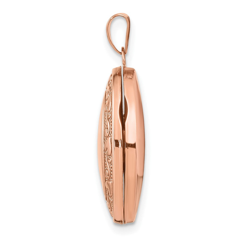 14k Rose Gold Heart Design Border Oval Locket
