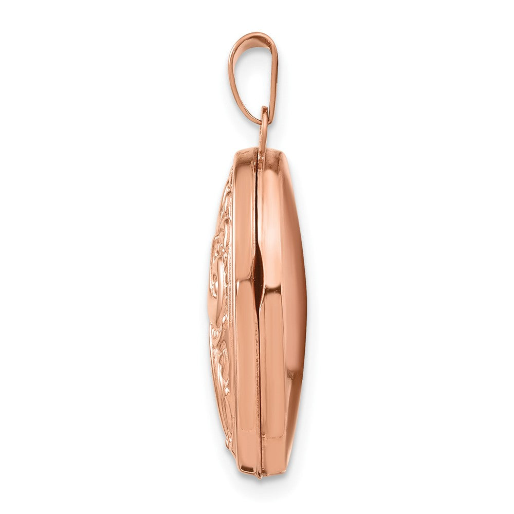14k Rose Gold Scroll Design Oval Locket