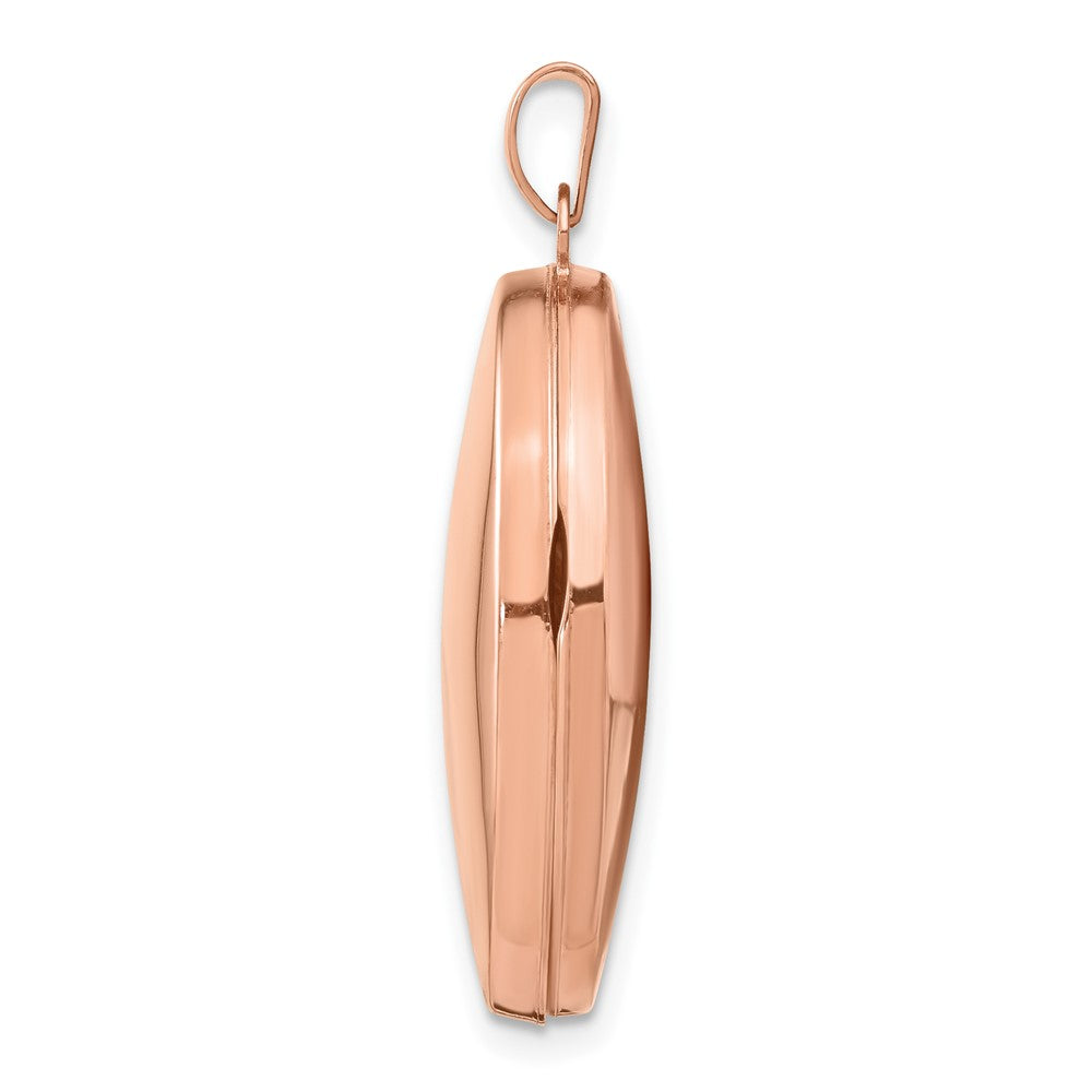 14k Rose Gold Polished Domed Plain Oval Locket