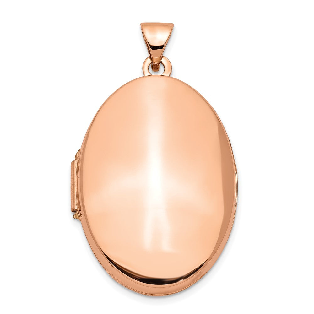 14k Rose Gold Polished Domed Plain Oval Locket