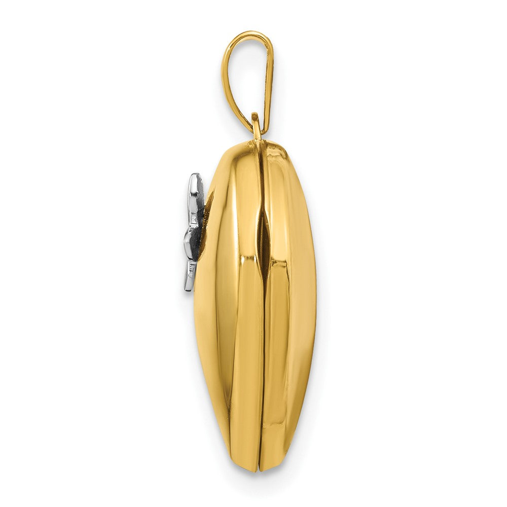 14k Two-Tone Butterfly Heart Locket