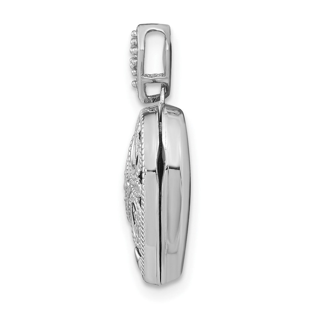 14k White Gold Diamond Vintage Heart Locket