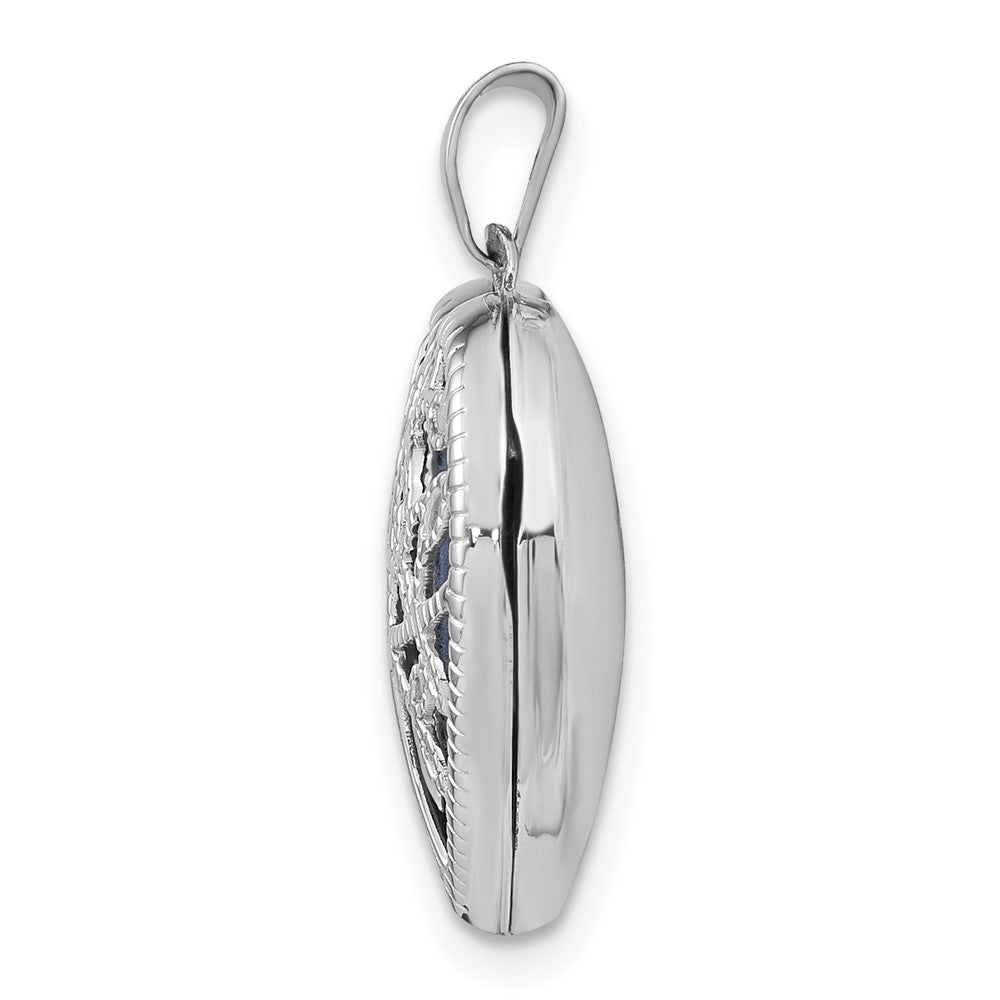 14k White Gold Tree Heart Locket