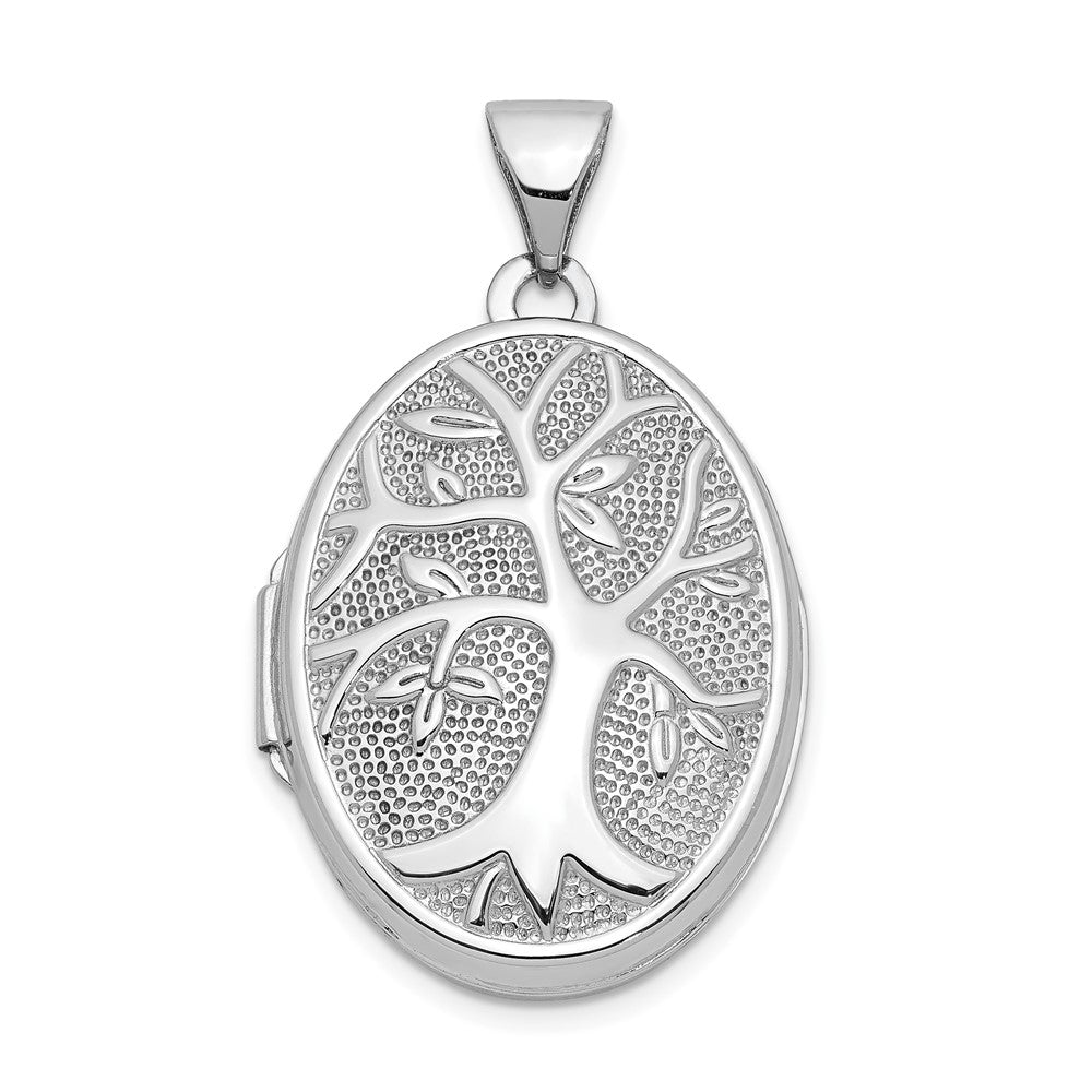 14k White Gold 21x Oval Tree Locket
