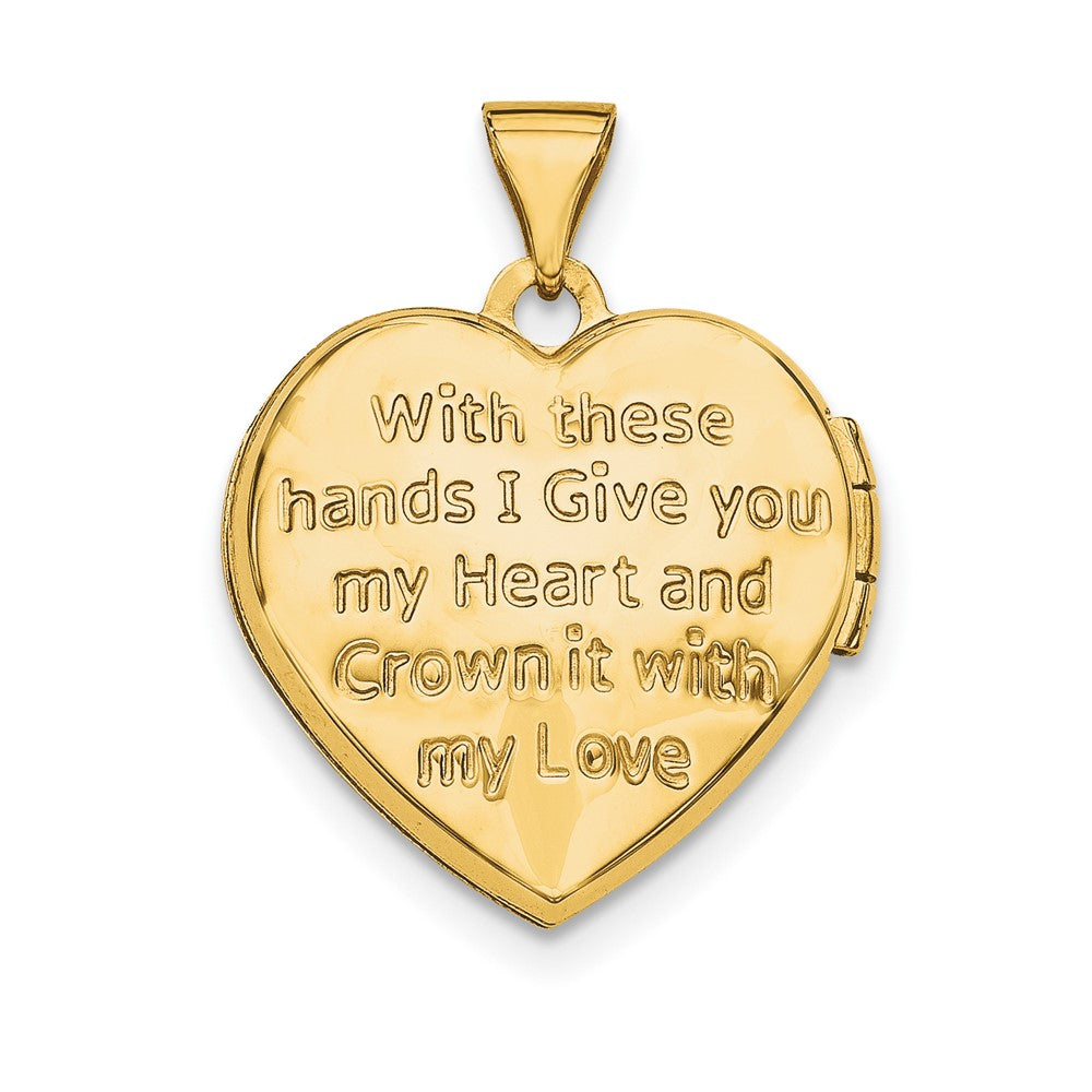 14k Diamond Claddagh with Poem on Reverse Heart Locket
