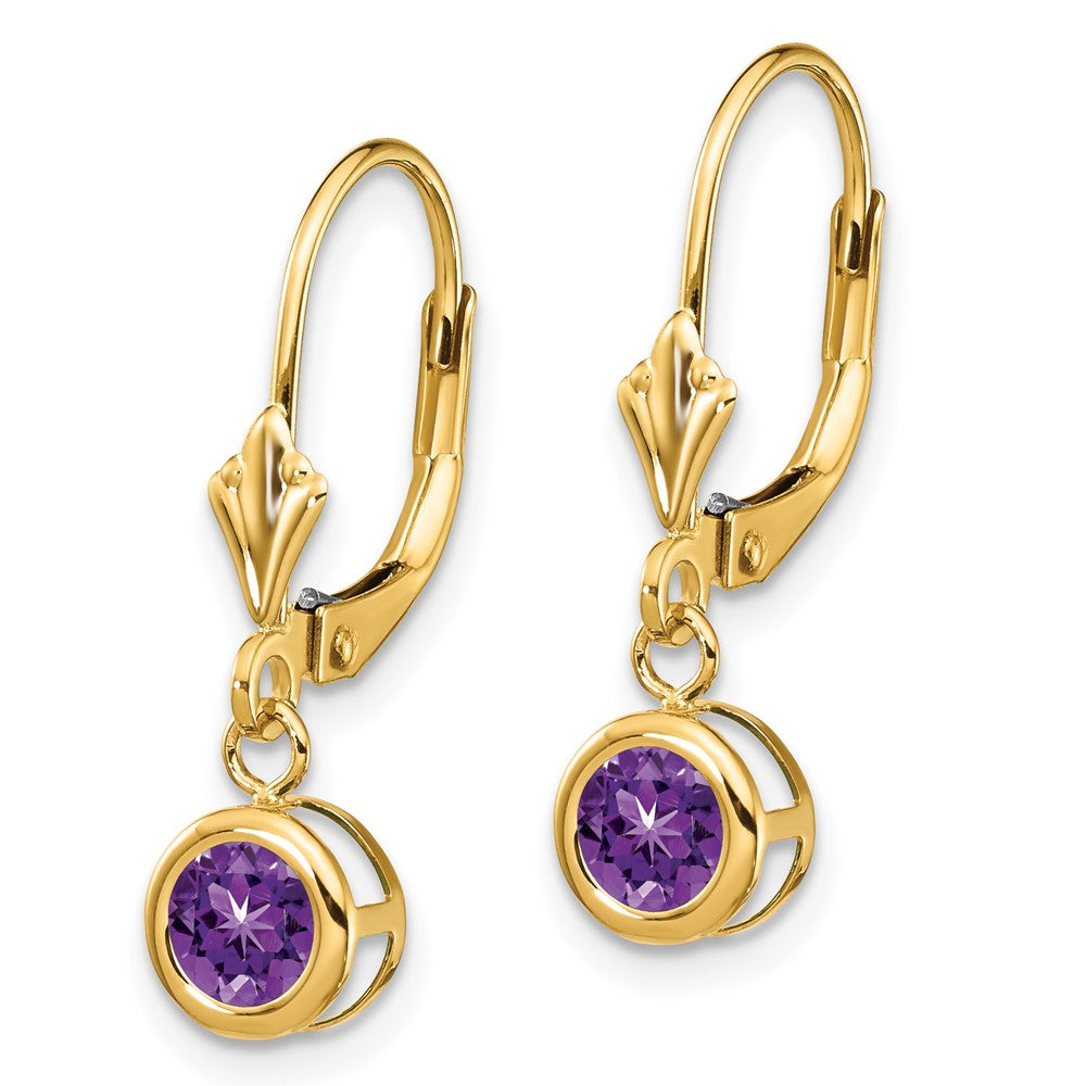 14k Amethyst Leverback Earring