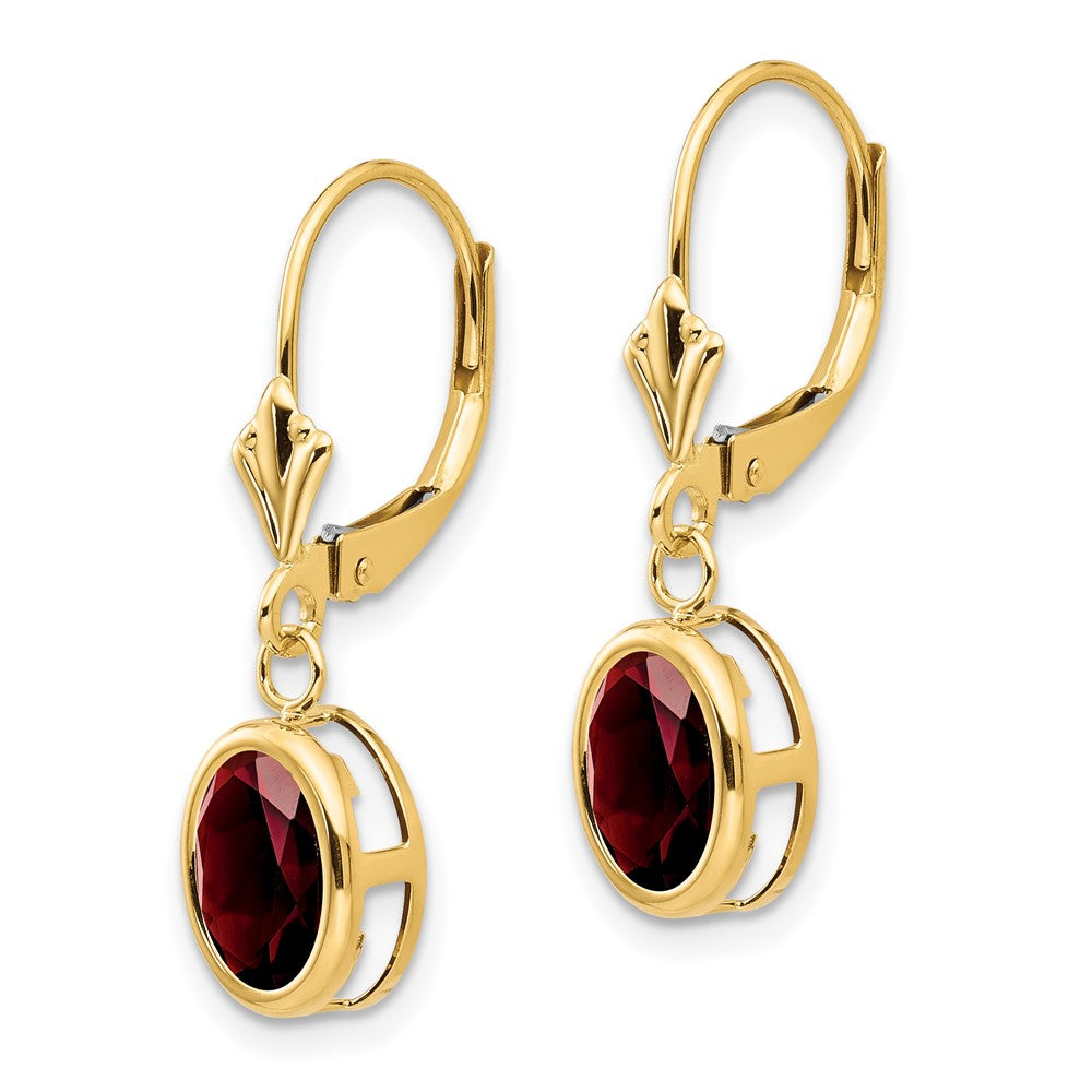 14k 8x Oval Created Ruby Leverback Earrings