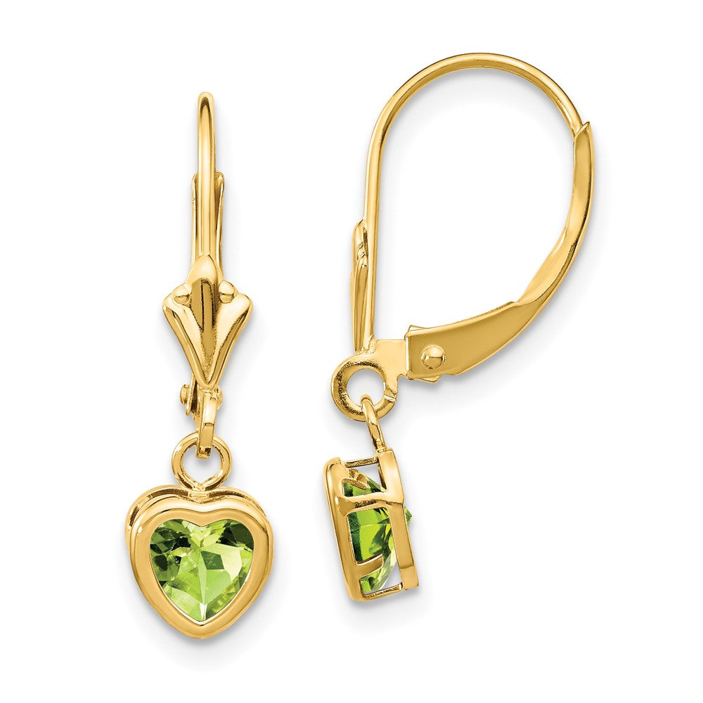 14k Heart Peridot Earrings
